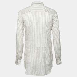 Etro Grey Cotton & Lace Trimmed Long Sleeve Button Front Blouse S