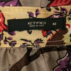 مملوكة مسبقًا Etro Multicolor Floral Printed Silk Belted Sheer Top M