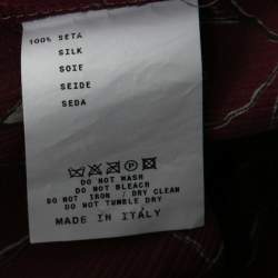 Pre Owned Etro Burgundy Floral Printed Silk Scarf Detail Top M