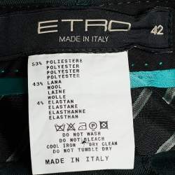 مملوكة مسبقًا Etro Dark Green Wool Blend Regular Fit Trousers M