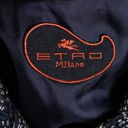 Pre Owned Etro Dark Blue Patterned Jacquard Cropped Jacket M