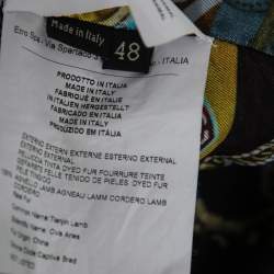 Pre Owned Etro Black Lamb Fur Zip-Front Jacket L