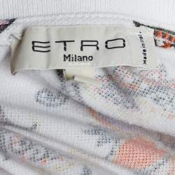 Pre Owned Etro White Paisley Floral Printed Cotton Pique Polo T-Shirt S