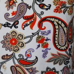 Pre Owned Etro White Paisley Floral Printed Cotton Pique Polo T-Shirt S