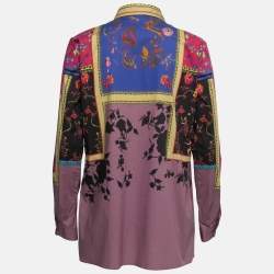 Pre Owned Etro Multicolor Paneled Printed Cotton Button Front Shirt M