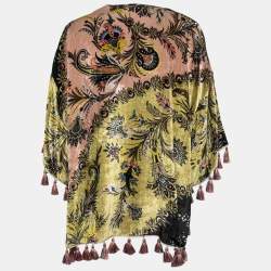 Pre Owned Etro Multicolor Paisley Printed Velvet Open Front Shrug One Size