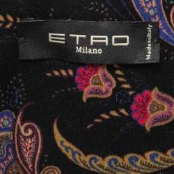 Pre Owned Etro Multicolor Paisley Printed Velvet Open Front Shrug One Size