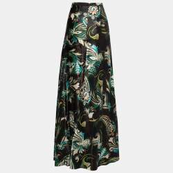 Pre Owned Etro Brown Paisley Printed Silk Maxi Skirt S