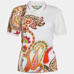 Etro Ivory Floral Print Cotton Pique Polo T-Shirt M