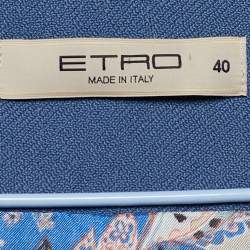 Pre Owned Etro Blue Copper Chain Detail Open Cardigan S