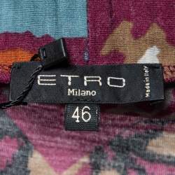 Pre Owned Etro Purple Floral Print Wool Blend Top L