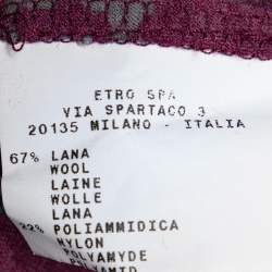 Pre Owned Etro Purple Floral Print Wool Blend Top L