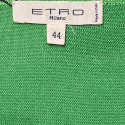 Etro Green Silk Knit Ruffled Top M