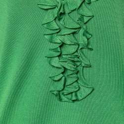Etro Green Silk Knit Ruffled Top M