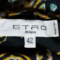 Etro Multicolor Printed Knit Tie Detail Midi Dress M
