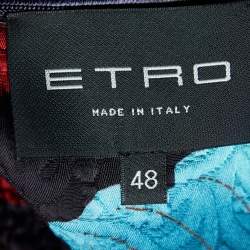 Pre Owned Etro Multicolor Cotton Jacquard Sleeveless Open Front Shrug L