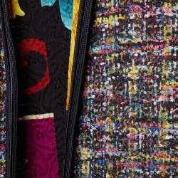 Pre Owned Etro Multicolor Cotton Jacquard Sleeveless Open Front Shrug L