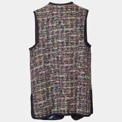 Pre Owned Etro Multicolor Cotton Jacquard Sleeveless Open Front Shrug L