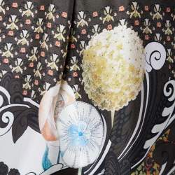 Pre Owned Etro Brown Printed Silk Pleat Detail Top M