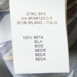 Pre Owned Etro Brown Printed Silk Pleat Detail Top M