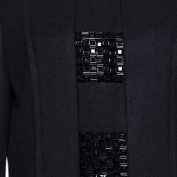 Pre Owned Etro Black Wool Embellished Detail Button Front Coat M