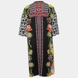 Pre Owned Etro Multicolor Printed Crepe Open Long Tunic S