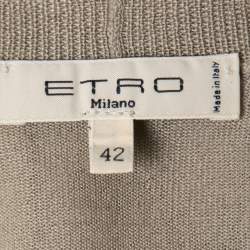Pre Owned Etro Khaki Cashmere Knit Belted Cardigan M