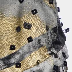 مملوكة مسبقًا Etro Grey Printed Silk Sequin Embellished Maxi Dress M