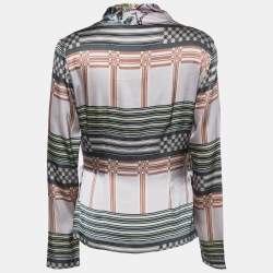 مملوكة مسبقًا Etro Pink Floral Print Silk Satin Wrap Blouse L