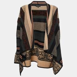 Pre Owned Etro Multicolor Patterned Wool Waterfall Cardigan S