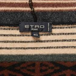 Pre Owned Etro Multicolor Patterned Wool Waterfall Cardigan S