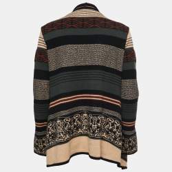 Pre Owned Etro Multicolor Patterned Wool Waterfall Cardigan S