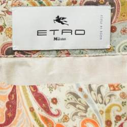 Pre Owned Etro Multicolor Paisley Printed Cotton & Silk Tiered Maxi Skirt M