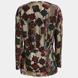 Etro Gold Devore Button Front Top M