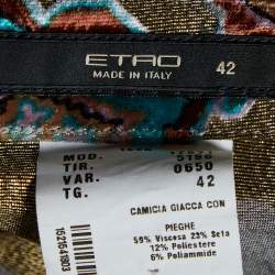 Etro Gold Devore Button Front Top M