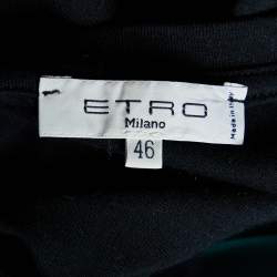 Pre Owned توب إيترو قطن أسود محبوك وحرير مطبوع مقاس كبير - لارج