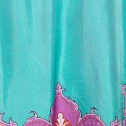 Pre Owned توب إيترو قطن أسود محبوك وحرير مطبوع مقاس كبير - لارج