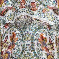 Etro White Floral Printed Silk Tiered Midi Skirt M