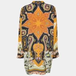Pre Owned Etro Multicolor Printed Silk Button Front Shirt L