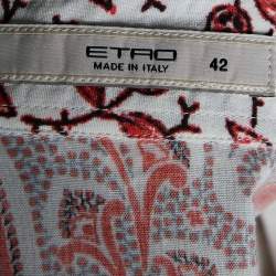 Pre Owned Etro White Paisley Printed Cotton Button Front Shirt M