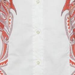 Pre Owned Etro White Paisley Printed Cotton Button Front Shirt M