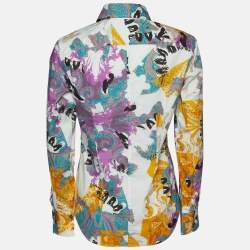 Pre Owned Etro White Printed Cotton Button Front Shirt M