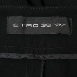 Etro Black Crepe High Waist Straight Fit Trousers S