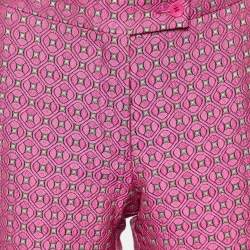Pre Owned Etro Pink Patterned Jacquard Tapered Leg Pants S
