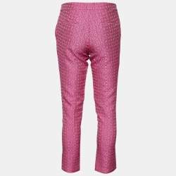 Pre Owned Etro Pink Patterned Jacquard Tapered Leg Pants S