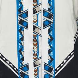 Pre Owned Etro White Printed Cotton Button Front Shirt L