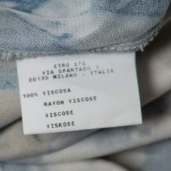 Pre Owned Etro Navy Blue/Beige Patterned Knit Ruched Sleeveless Midi Dress S