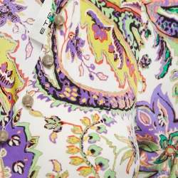 Pre Owned Etro Multicolor Floral Printed Silk Belted Maxi Dress M