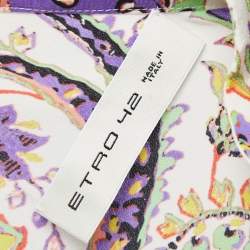 Pre Owned Etro Multicolor Floral Printed Silk Belted Maxi Dress M