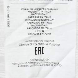 مملوكة مسبقًا Etro White Stripe Patterned Cotton Ruffled Blouse M